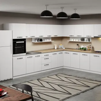 Mobila Bucatarie pe colt alba Aroma - 31 - 260x340 cm imagine