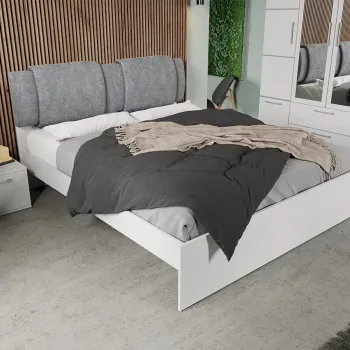 Pat Alb cu tapiterie gri - Acapulco 140x200 Fara sertare imagine