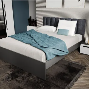 Pat Gri cu tapiterie Gri inchis 140x200 Fara sertare imagine