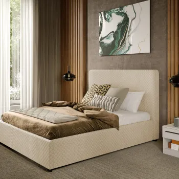 Pat Tapitat cu somiera fixa - Bej - Honey 180x200 imagine