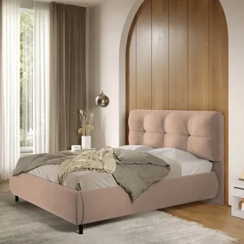Pat Tapitat cu somiera fixa - Bej - Ramses 160x200 imagine
