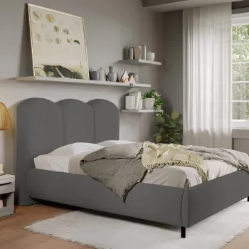 Pat Tapitat cu somiera fixa - Blanita Gri Inchis - Nero 140x200 imagine