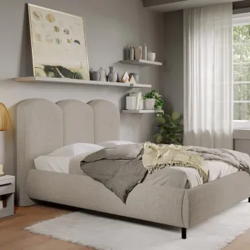 Pat Tapitat cu somiera fixa - Blanita Taupe - Nero 180x200 imagine