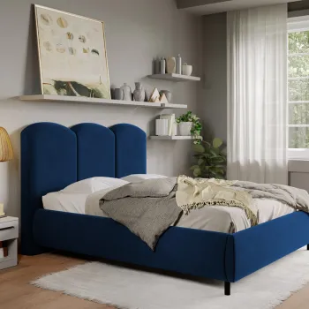 Pat Tapitat cu somiera fixa - Catifea Albastra - Nero 180x200 imagine