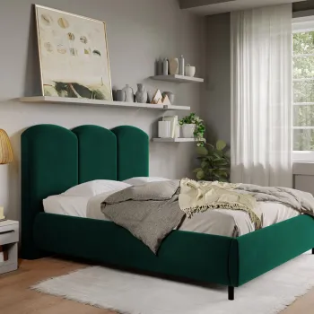 Pat Tapitat cu somiera fixa - Catifea Verde - Nero 180x200 imagine