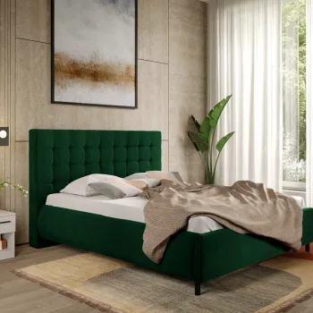 Pat Tapitat cu somiera fixa - Catifea Verde - Velvet 160x200 imagine