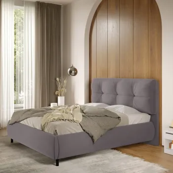 Pat Tapitat cu somiera Fixa Gri - Ramses 140x200 imagine