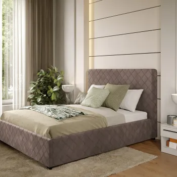 Pat Tapitat cu somiera fixa - Maro - Ruby 160x200 imagine