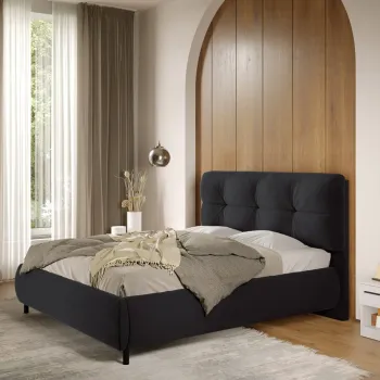 Pat Tapitat cu somiera fixa - Negru - Ramses 180x200 imagine