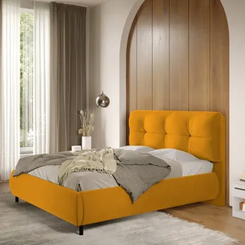 Pat Tapitat cu somiera fixa - Portocaliu - Ramses 140x200 imagine