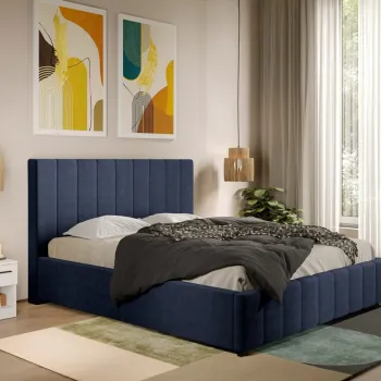 Pat Tapitat cu somiera fixa - Stofa Albastra - Dallas 180x200 imagine