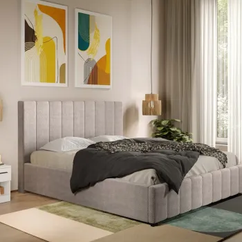 Pat Tapitat cu somiera fixa - Stofa Bej - Dallas 160x200 imagine