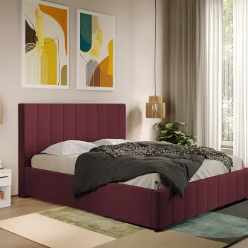 Pat Tapitat cu somiera fixa - Stofa Bordo - Dallas 160x200 imagine