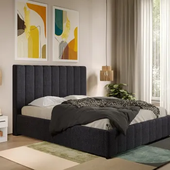 Pat Tapitat cu somiera fixa - Stofa Gri Inchis - Dallas 140x200 imagine