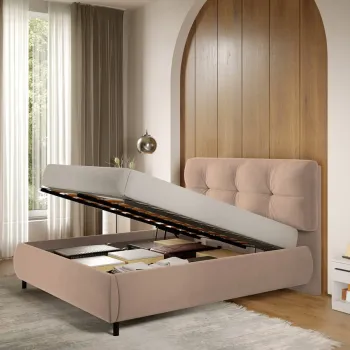 Pat Tapitat cu somiera Rabatabila - Bej - Ramses 140x200 imagine