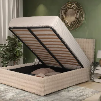 Pat Tapitat cu somiera rabatabila - Blanita Bej - Cat 180x200 imagine