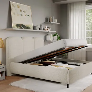 Pat Tapitat cu somiera Rabatabila - Blanita Bej - Nero 140x200 imagine