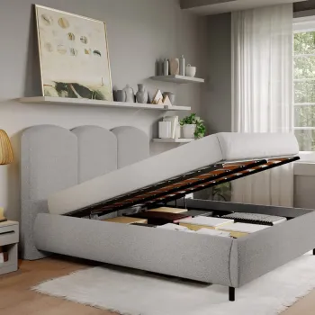 Pat Tapitat cu somiera rabatabila - Blanita Gri Deschis - Nero 160x200 imagine