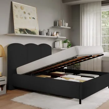 Pat Tapitat cu somiera rabatabila - Blanita Neagra - Nero 160x200 imagine