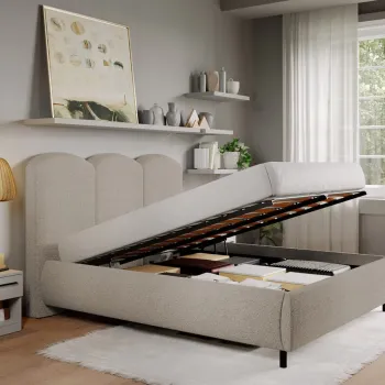 Pat Tapitat cu somiera rabatabila - Blanita Taupe - Nero 180x200 imagine