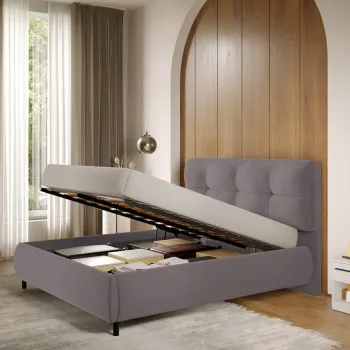 Pat Tapitat cu somiera Rabatabila Gri - Ramses 180x200 imagine