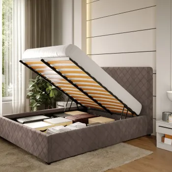 Pat Tapitat cu somiera rabatabila - Maro - Ruby 160x200 imagine