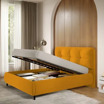 Pat Tapitat cu somiera rabatabila - Portocaliu - Ramses 180x200 imagine