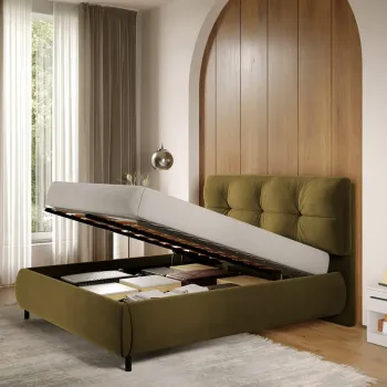 Pat Tapitat cu somiera rabatabila - Verde - Ramses 180x200 imagine