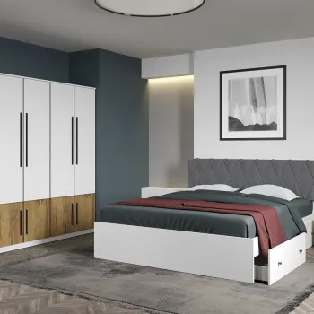 Set dormitor Alb cu Flagstaff Oak fara comoda - Sidney - C22 imagine