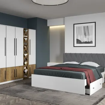 Set dormitor Alb cu Flagstaff Oak fara comoda - Sidney - C24 imagine