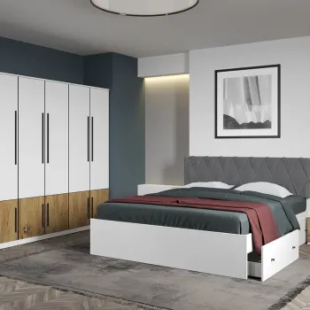 Set dormitor Alb cu Flagstaff Oak fara comoda - Sidney - C38 imagine