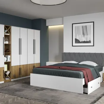 Set dormitor Alb cu Flagstaff Oak fara comoda - Sidney - C40 imagine