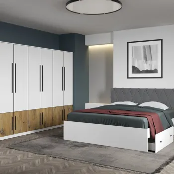 Set dormitor Alb cu Flagstaff Oak fara comoda - Sidney - C54 imagine