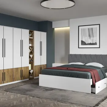 Set dormitor Alb cu Flagstaff Oak fara comoda - Sidney - C56 imagine