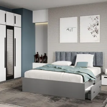 Set dormitor Alb cu Gri fara comoda - Dallas - C19 imagine