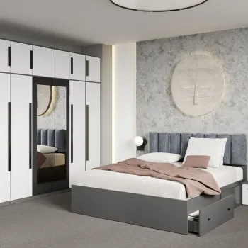 Set dormitor Alb cu Gri fara comoda - Dallas - C35 imagine