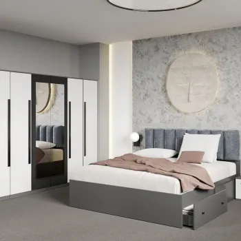 Set dormitor Alb cu Gri fara comoda- Dallas - C36 imagine