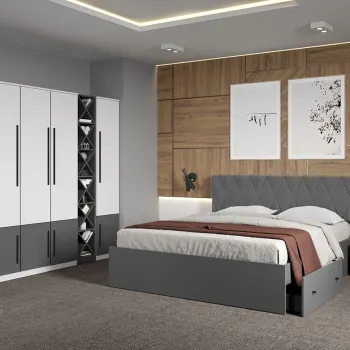 Set dormitor Alb cu Gri fara comoda - Sidney - C20 imagine
