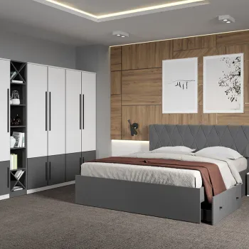 Set dormitor Alb cu Gri fara comoda - Sidney - C36 imagine