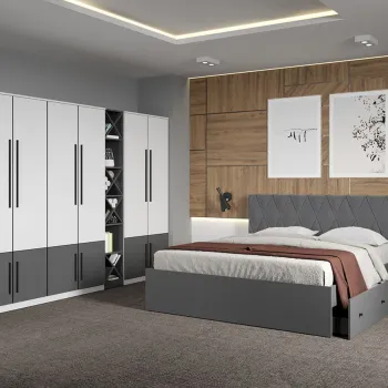 Set dormitor Alb cu Gri fara comoda - Sidney - C52 imagine