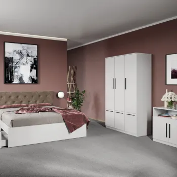 Set dormitor complet Alb cu comoda - Madrid - C34 imagine