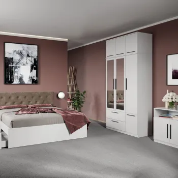 Set dormitor complet Alb cu comoda - Madrid - C40 imagine
