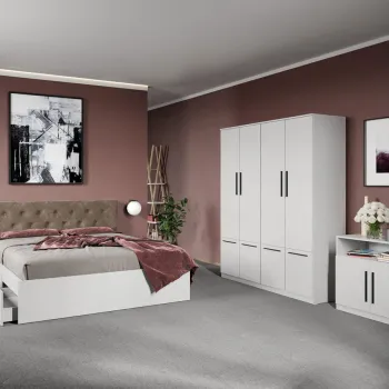 Set dormitor complet Alb cu comoda - Madrid - C42 imagine