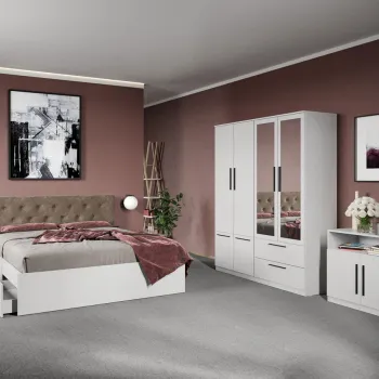Set dormitor complet Alb cu comoda - Madrid - C44 imagine