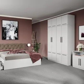 Set dormitor complet Alb cu comoda - Madrid - C46 imagine