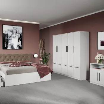 Set dormitor complet Alb cu comoda - Madrid - C50 imagine