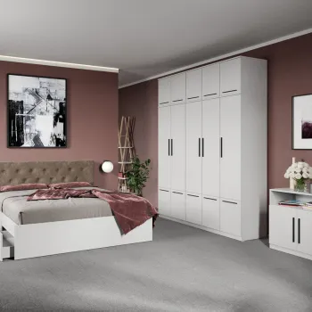 Set dormitor complet Alb cu comoda - Madrid - C54 imagine