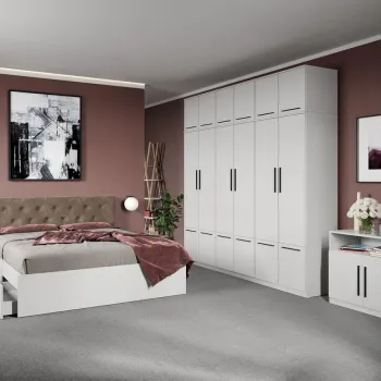 Set dormitor complet Alb cu comoda - Madrid - C62 imagine