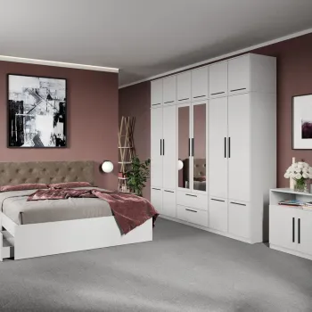 Set dormitor complet Alb cu comoda - Madrid - C64 imagine