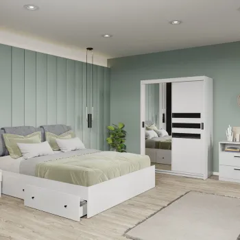 Set dormitor complet Oglinda+Alb - Glass - C16 imagine